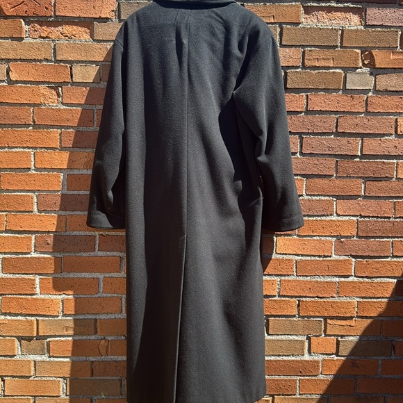 Anne Klein II Vintage Black Merino Wool and Angora Women’s Long Trench Pea Coat - Picture 8 of 16